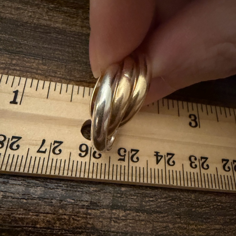 14kt Solid Gold Interlocking Triple Band Rolling … - image 3